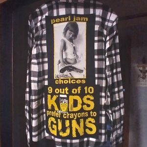 upcycled flannel shirt w/ vintage PEARL JAM back patch